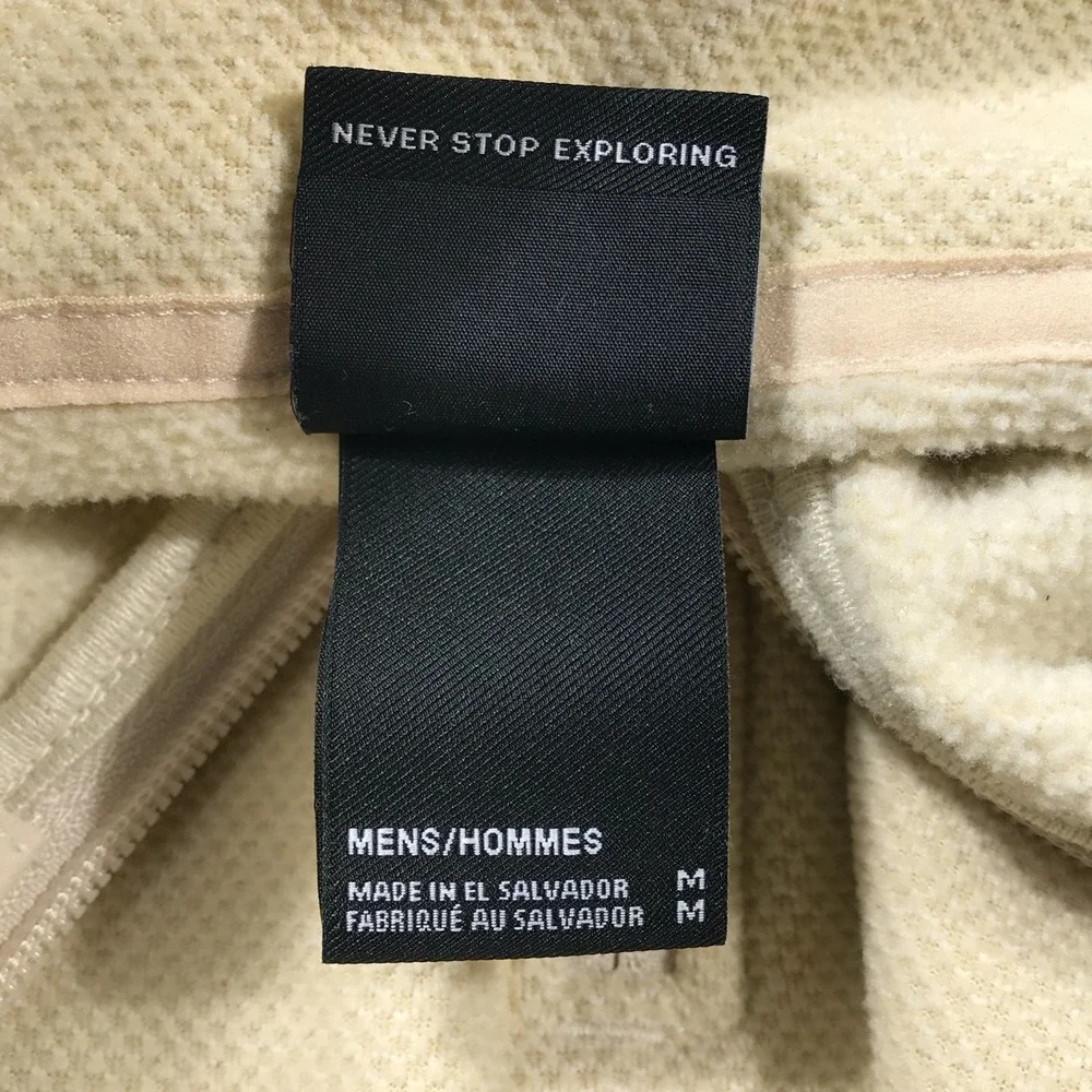 The North Face Quarter Zip Pullover Mens M Beige Waffle Knit Mock Neck Sweater
